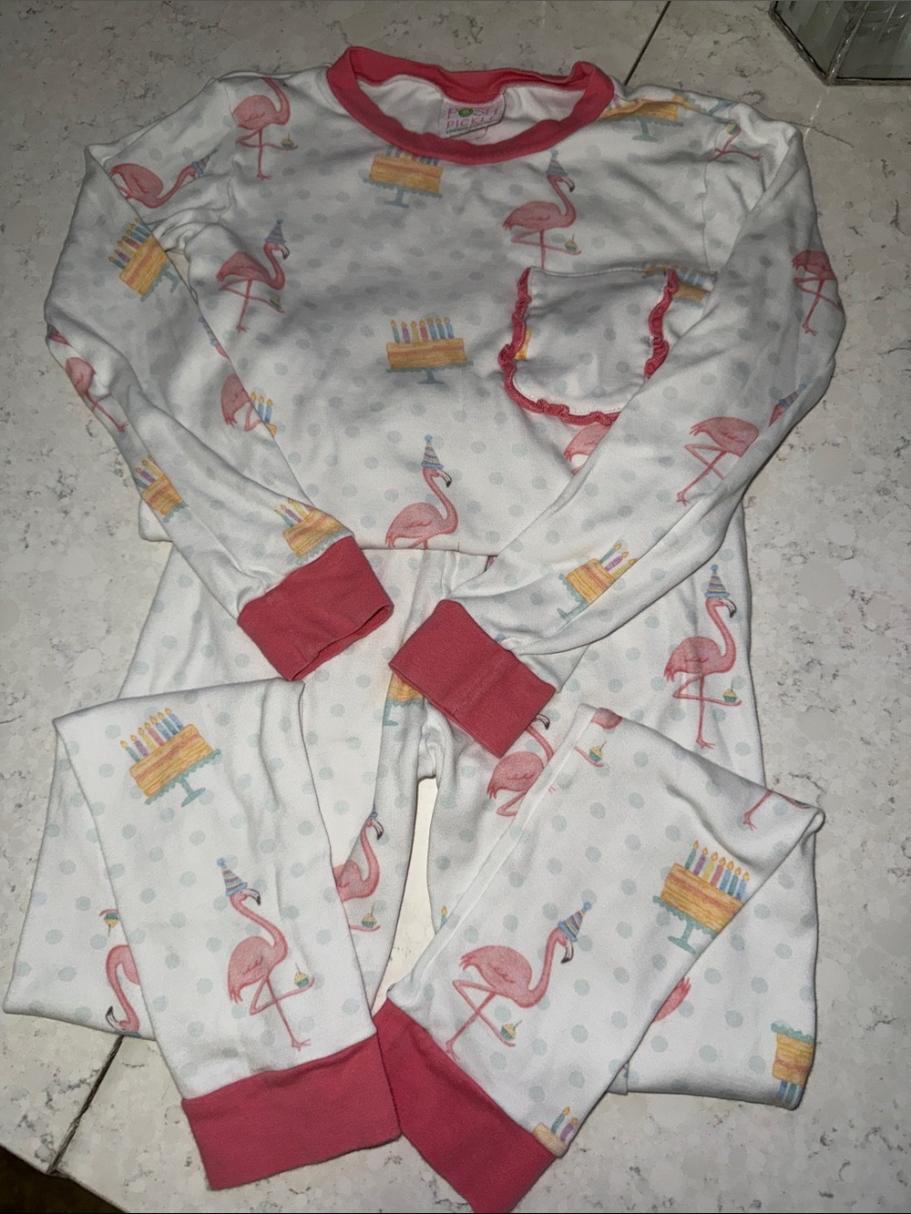Posh Pickle Girls Flamingo Birthday Pajama Set